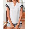 imageFalechay Womens Tops Summer Short Ruffle Sleeve V Neck Blouses Cute Boho Swiss Dot Lace Shirts Casual Flowy RIC Rac Trims TeeWhiteb