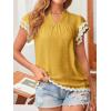 imageFalechay Womens Tops Summer Short Ruffle Sleeve V Neck Blouses Cute Boho Swiss Dot Lace Shirts Casual Flowy RIC Rac Trims TeeYelloww