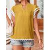 imageFalechay Womens Tops Summer Short Ruffle Sleeve V Neck Blouses Cute Boho Swiss Dot Lace Shirts Casual Flowy RIC Rac Trims TeeYelloww