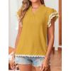 imageFalechay Womens Tops Summer Short Ruffle Sleeve V Neck Blouses Cute Boho Swiss Dot Lace Shirts Casual Flowy RIC Rac Trims TeeYelloww
