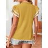 imageFalechay Womens Tops Summer Short Ruffle Sleeve V Neck Blouses Cute Boho Swiss Dot Lace Shirts Casual Flowy RIC Rac Trims TeeYelloww