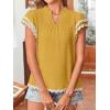 imageFalechay Womens Tops Summer Short Ruffle Sleeve V Neck Blouses Cute Boho Swiss Dot Lace Shirts Casual Flowy RIC Rac Trims TeeYelloww