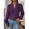 imageFalechay Womens Tops Swiss Dot Boho Long Sleeve Shirts V Neck Casual Chiffon Blouses Flowy Lace Hem Cute Clothing Trendy 2026Dark Purple