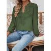 imageFalechay Womens Tops Swiss Dot Boho Long Sleeve Shirts V Neck Casual Chiffon Blouses Flowy Lace Hem Cute Clothing Trendy 2026Green