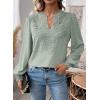 imageFalechay Womens Tops Swiss Dot Boho Long Sleeve Shirts V Neck Casual Chiffon Blouses Flowy Lace Hem Cute Clothing Trendy 2026Light Green