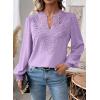 imageFalechay Womens Tops Swiss Dot Boho Long Sleeve Shirts V Neck Casual Chiffon Blouses Flowy Lace Hem Cute Clothing Trendy 2026Purple