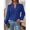 imageFalechay Womens Tops Swiss Dot Boho Long Sleeve Shirts V Neck Casual Chiffon Blouses Flowy Lace Hem Cute Clothing Trendy 2026Royal Blue