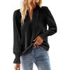 imageFalechay Boho Tops for Women V Neck Blouses Flowy Swiss Dot Dressy Casual Lace Womens Long Sleeve Shirts Trendy 2026Black