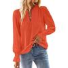 imageFalechay Boho Tops for Women V Neck Blouses Flowy Swiss Dot Dressy Casual Lace Womens Long Sleeve Shirts Trendy 2026Bright Orange