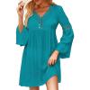 imageFalechay Swimsuit Coverup for Women Long Bell Sleeve Contrast Lace Bathing Suit Cover Up for Swimwear Bikini V Neck LooseMint Green