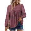 imageFalechay Womens Fall Tops Crewneck Long Sleeve Striped Shirts Dressy Casual Ribbed Blouses Flowy Hem Boho Clothing 2025Red