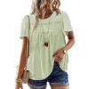imageFalechay Womens Summer Tops Crewneck Short Sleeve Striped Shirts Casual Ribbed Blouses Flowy Hem Boho Clothing 2026Light Green