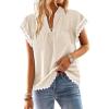 imageFalechay Womens Tops Summer Short Ruffle Sleeve V Neck Blouses Cute Boho Swiss Dot Lace Shirts Casual Flowy RIC Rac Trims TeeApricotw