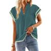 imageFalechay Womens Tops Summer Short Ruffle Sleeve V Neck Blouses Cute Boho Swiss Dot Lace Shirts Casual Flowy RIC Rac Trims TeeCyang