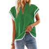 imageFalechay Womens Tops Summer Short Ruffle Sleeve V Neck Blouses Cute Boho Swiss Dot Lace Shirts Casual Flowy RIC Rac Trims TeeKelly Greenw