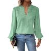 imageFalechay Womens Tops Swiss Dot Boho Long Sleeve Shirts V Neck Casual Chiffon Blouses Flowy Lace Hem Cute Clothing Trendy 2026Cyan