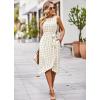 imageFalechay Summer Dresses for Women 2026 Belted Sleeveless Split Midi Dress Casual Crew Neck Boho Sundress with PocketsBeige