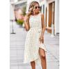 imageFalechay Summer Dresses for Women 2026 Belted Sleeveless Split Midi Dress Casual Crew Neck Boho Sundress with PocketsBeige