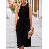 imageFalechay Summer Dresses for Women 2026 Belted Sleeveless Split Midi Dress Casual Crew Neck Boho Sundress with PocketsBlack