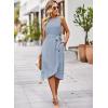 imageFalechay Summer Dresses for Women 2026 Belted Sleeveless Split Midi Dress Casual Crew Neck Boho Sundress with PocketsBlue