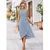 imageFalechay Summer Dresses for Women 2026 Belted Sleeveless Split Midi Dress Casual Crew Neck Boho Sundress with PocketsBlue