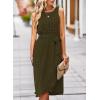 imageFalechay Summer Dresses for Women 2026 Belted Sleeveless Split Midi Dress Casual Crew Neck Boho Sundress with PocketsGreen