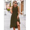 imageFalechay Summer Dresses for Women 2026 Belted Sleeveless Split Midi Dress Casual Crew Neck Boho Sundress with PocketsGreen