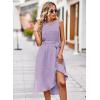 imageFalechay Summer Dresses for Women 2026 Belted Sleeveless Split Midi Dress Casual Crew Neck Boho Sundress with PocketsLight Purple