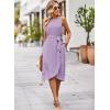 imageFalechay Summer Dresses for Women 2026 Belted Sleeveless Split Midi Dress Casual Crew Neck Boho Sundress with PocketsLight Purple