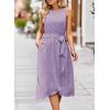 imageFalechay Summer Dresses for Women 2026 Belted Sleeveless Split Midi Dress Casual Crew Neck Boho Sundress with PocketsLight Purple