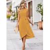 imageFalechay Summer Dresses for Women 2026 Belted Sleeveless Split Midi Dress Casual Crew Neck Boho Sundress with PocketsLight Yellow