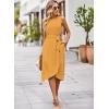 imageFalechay Summer Dresses for Women 2026 Belted Sleeveless Split Midi Dress Casual Crew Neck Boho Sundress with PocketsLight Yellow