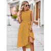 imageFalechay Summer Dresses for Women 2026 Belted Sleeveless Split Midi Dress Casual Crew Neck Boho Sundress with PocketsLight Yellow