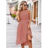 imageFalechay Summer Dresses for Women 2026 Belted Sleeveless Split Midi Dress Casual Crew Neck Boho Sundress with PocketsPink