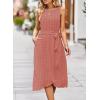 imageFalechay Summer Dresses for Women 2026 Belted Sleeveless Split Midi Dress Casual Crew Neck Boho Sundress with PocketsPink