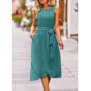 imageFalechay Summer Dresses for Women 2026 Belted Sleeveless Split Midi Dress Casual Crew Neck Boho Sundress with PocketsTurquoise