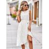 imageFalechay Summer Dresses for Women 2026 Belted Sleeveless Split Midi Dress Casual Crew Neck Boho Sundress with PocketsWhite