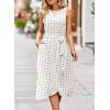 imageFalechay Summer Dresses for Women 2026 Belted Sleeveless Split Midi Dress Casual Crew Neck Boho Sundress with PocketsWhite