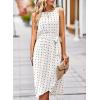 imageFalechay Summer Dresses for Women 2026 Belted Sleeveless Split Midi Dress Casual Crew Neck Boho Sundress with PocketsWhite