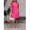 imageFalechay Womens Summer Dresses Bow Tie Back Sundresses for Women Ruffle Short Sleeve Dress Casual Cute Sundress with PocketsHot Pink
