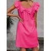 imageFalechay Womens Summer Dresses Bow Tie Back Sundresses for Women Ruffle Short Sleeve Dress Casual Cute Sundress with PocketsHot Pink