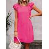 imageFalechay Womens Summer Dresses Bow Tie Back Sundresses for Women Ruffle Short Sleeve Dress Casual Cute Sundress with PocketsHot Pink