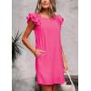 imageFalechay Womens Summer Dresses Bow Tie Back Sundresses for Women Ruffle Short Sleeve Dress Casual Cute Sundress with PocketsHot Pink
