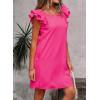 imageFalechay Womens Summer Dresses Bow Tie Back Sundresses for Women Ruffle Short Sleeve Dress Casual Cute Sundress with PocketsHot Pink