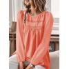 imageFalechay Boho Tops for Women Long Sleeve Shirts Crewneck Flowy Womens Blouses Dressy Casual Lace Hem Clothing Trendy 2026Bright Orange