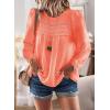 imageFalechay Boho Tops for Women Long Sleeve Shirts Crewneck Flowy Womens Blouses Dressy Casual Lace Hem Clothing Trendy 2026Bright Orange
