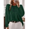 imageFalechay Boho Tops for Women Long Sleeve Shirts Crewneck Flowy Womens Blouses Dressy Casual Lace Hem Clothing Trendy 2026Dark Green