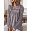 imageFalechay Boho Tops for Women Long Sleeve Shirts Crewneck Flowy Womens Blouses Dressy Casual Lace Hem Clothing Trendy 2026Dark Grey