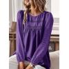 imageFalechay Boho Tops for Women Long Sleeve Shirts Crewneck Flowy Womens Blouses Dressy Casual Lace Hem Clothing Trendy 2026Dark Purple