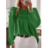 imageFalechay Boho Tops for Women Long Sleeve Shirts Crewneck Flowy Womens Blouses Dressy Casual Lace Hem Clothing Trendy 2026Kelly Green